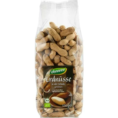 Arahide prajite in coaja, bio, 330g, Dennree