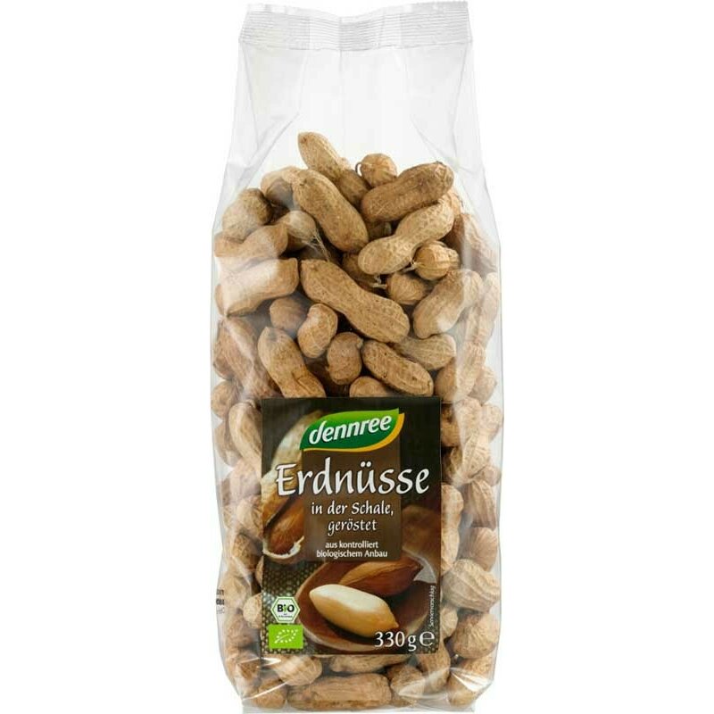 Arahide prajite in coaja, bio, 330g, Dennree