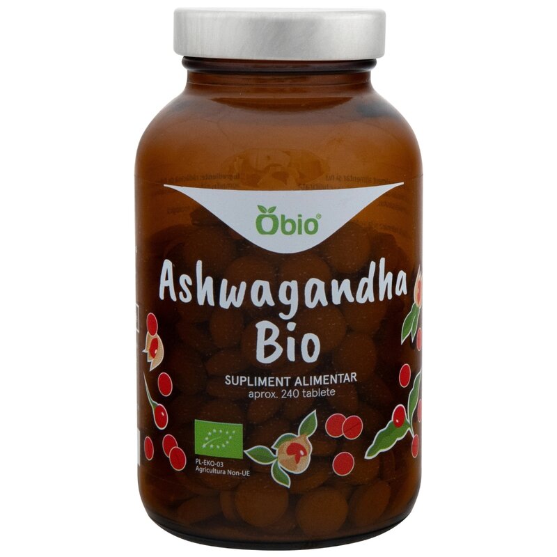 Ashwagandha, bio, 240 tablete (120g), Obio