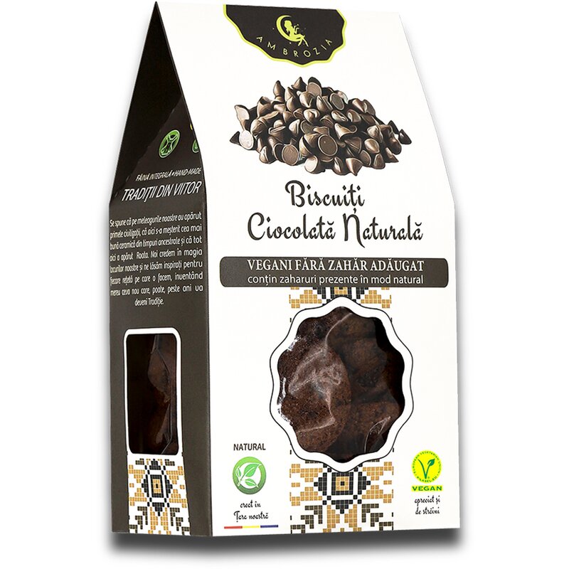 Biscuiti vegani - Ciocolata naturala, 130g, Ambrozia