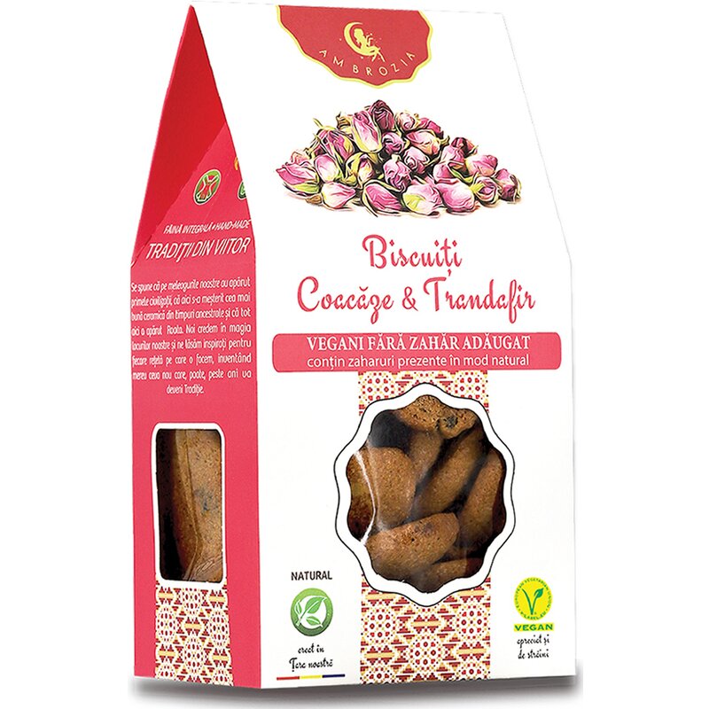 Biscuiti vegani - Coacaze & Trandafir, 130g, Ambrozia