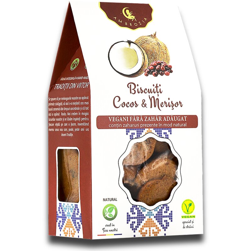 Biscuiti vegani - Cocos & Merisor, 130g, Ambrozia