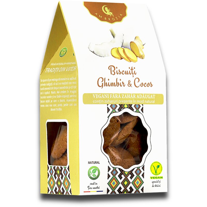 Biscuiti vegani - Ghimbir & Cocos, 130g, Ambrozia