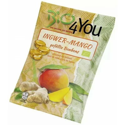 Bomboane cu ghimbir si mango, bio, 75g, Bio4You