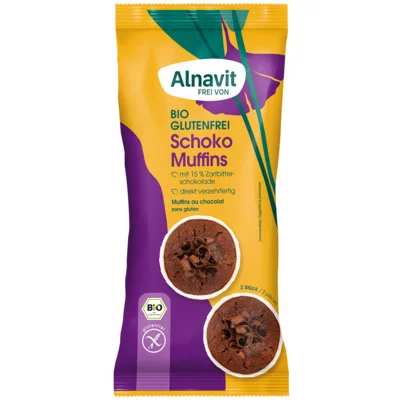 Briose cu ciocolata fara gluten, bio, 140g, 2 buc. Alnavit PRET REDUS