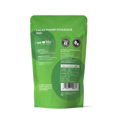 Cacao pudra raw bio, 125g - Obio