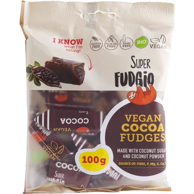 Caramele aroma cacao, bio, 100g, Super Fudgio