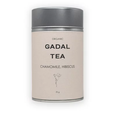 Ceai musetel si hibiscus, bio, 70gr, cutie metalica, Gadal Tea