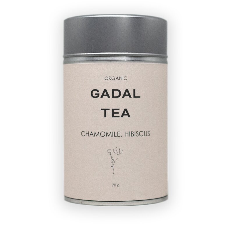 Ceai musetel si hibiscus, bio, 70gr, cutie metalica, Gadal Tea