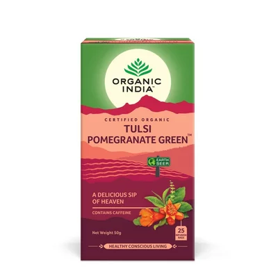 Ceai Tulsi Rodie Ceai Verde, O Gura Divina de Savoare, eco, 25 plicuri, Organic India