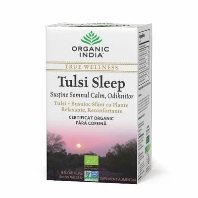 Ceai Tulsi Sleep cu Plante Relaxante, Reconfortante | Somn Calm, Odihnitor, 32.4 gr