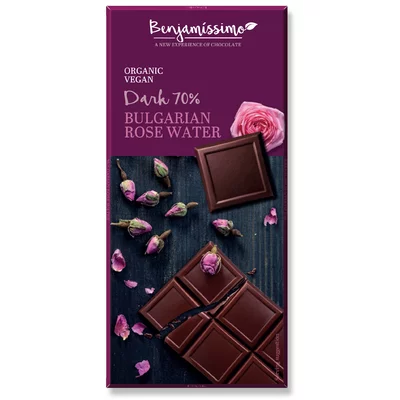 Ciocolata cu apa de trandafir bio, 70g, Benjamissimo PRET REDUS