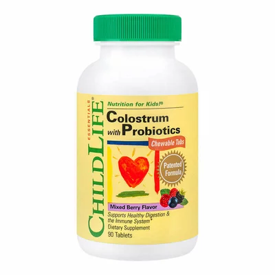 Colostrum Plus Probiotics Chewable Tabs, Childlife Essentials, 90 tablete masticabile , Secom
