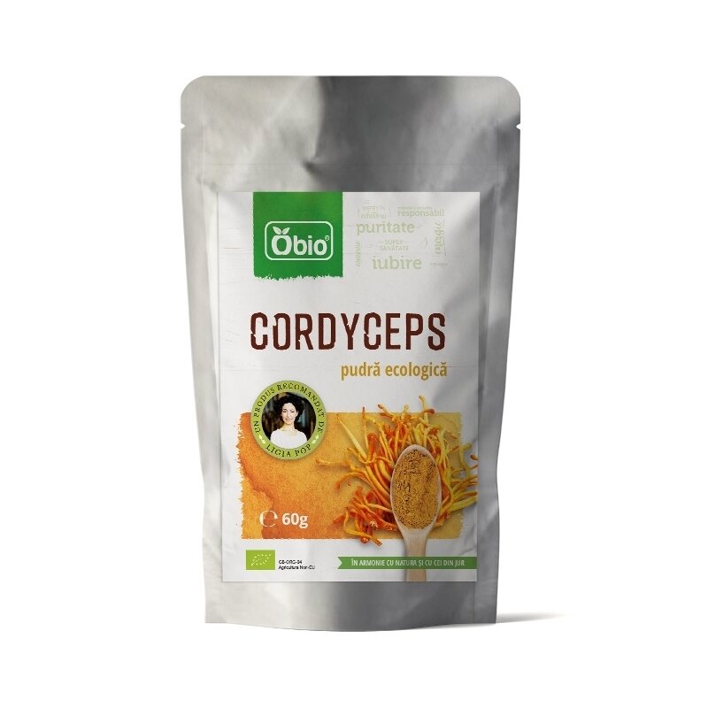 Cordyceps pulbere raw bio, 60g - Obio