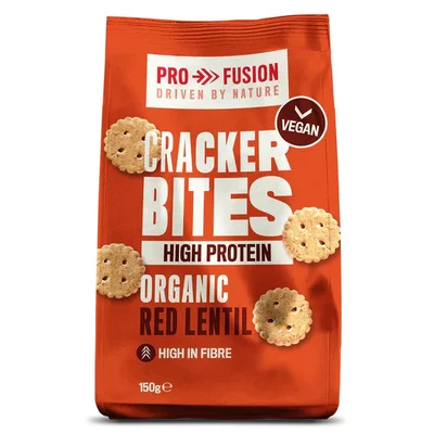 Crackers proteici cu faina de linte rosie, bio, 150g, Profusion