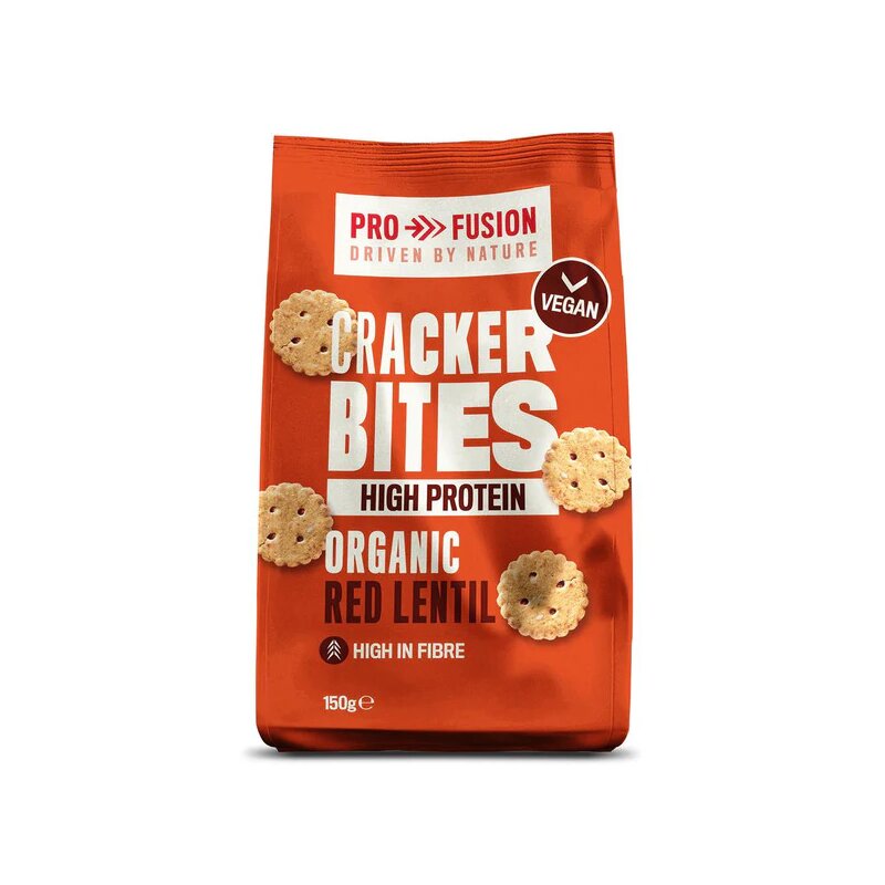 Crackers proteici cu faina de linte rosie, bio, 150g, Profusion