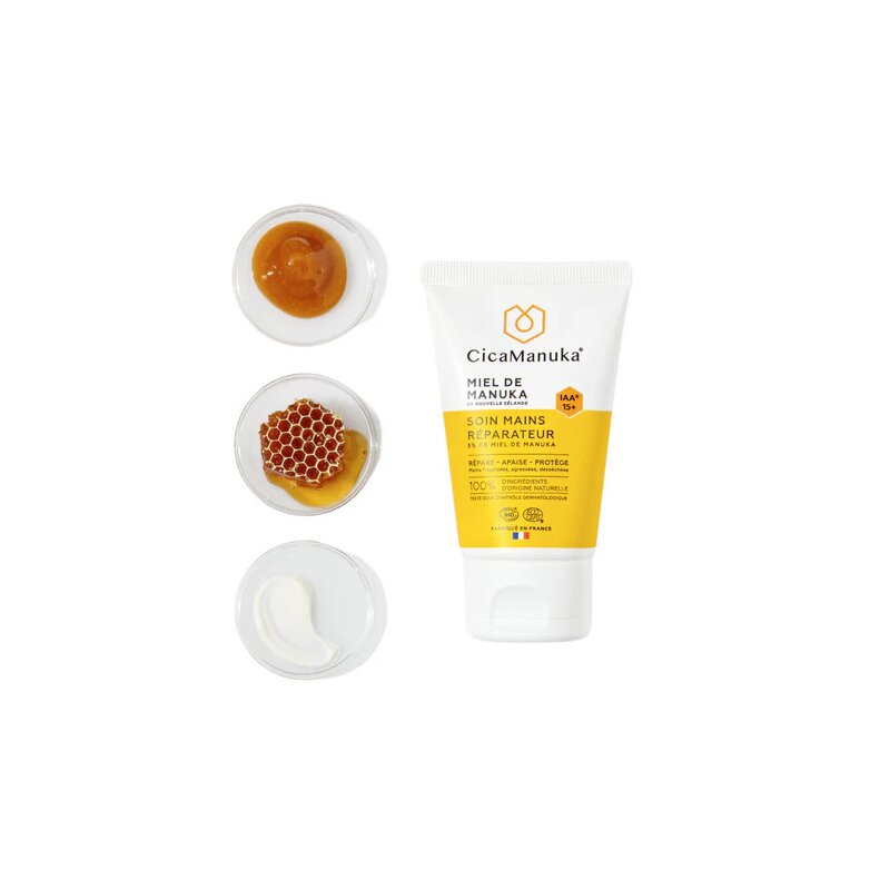 Crema reparatoare pentru îngrijirea mâinilor cu 5% miere de manuka IAA15+, eco, 50ml, CicaManuka