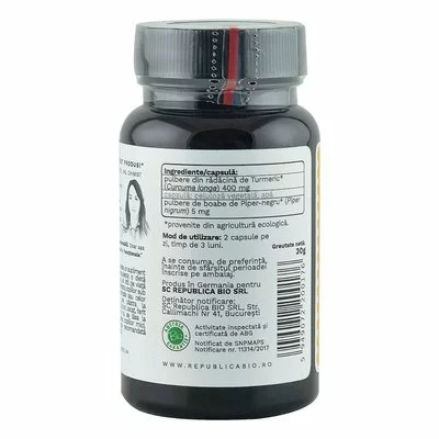 Curcuma Ecologica (Turmeric) din India (405 mg) Republica BIO, 60 capsule (30 g)