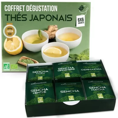 Cutie pentru degustare 6 tipuri de ceai japonez bio, 36 plicuri, Aromandise