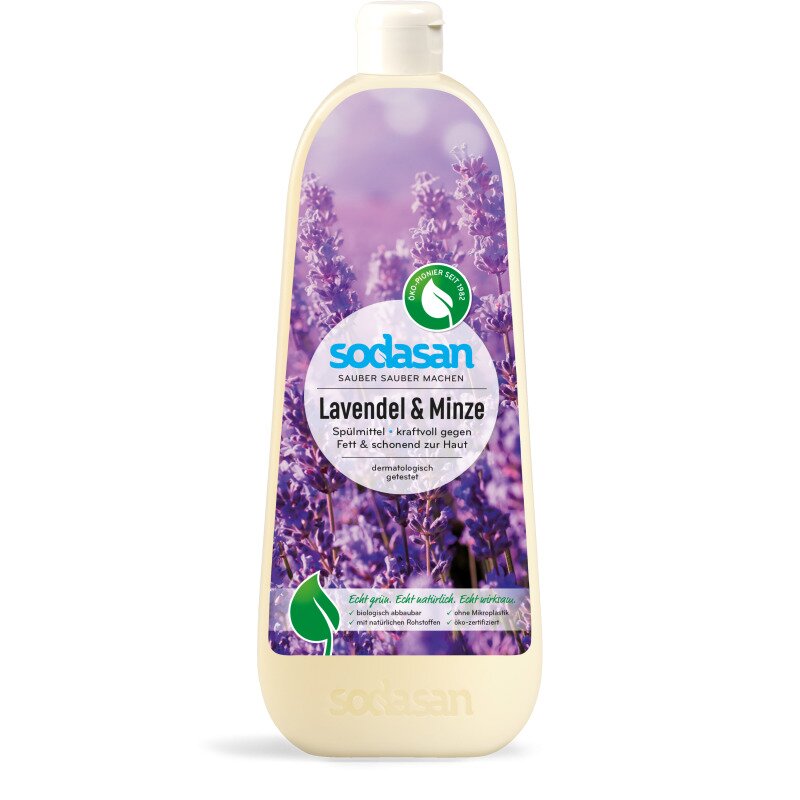 Detergent vase lichid bio lavanda si menta 1L Sodasan