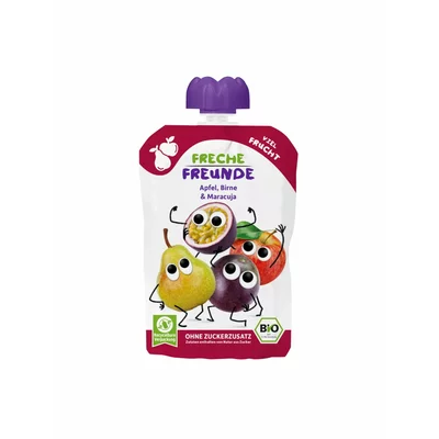 Piure de mere, pere si fructul pasiunii bio 100g ERDBAR - PRET REDUS