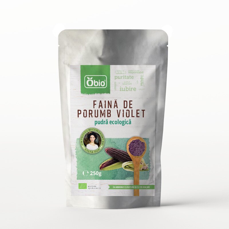 Faină de porumb violet, bio, 250g, Obio