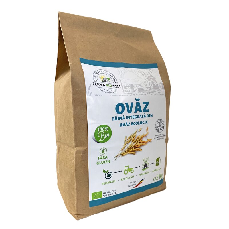 Faina integrala de ovaz, bio, 2kg, Ferma BioZoli