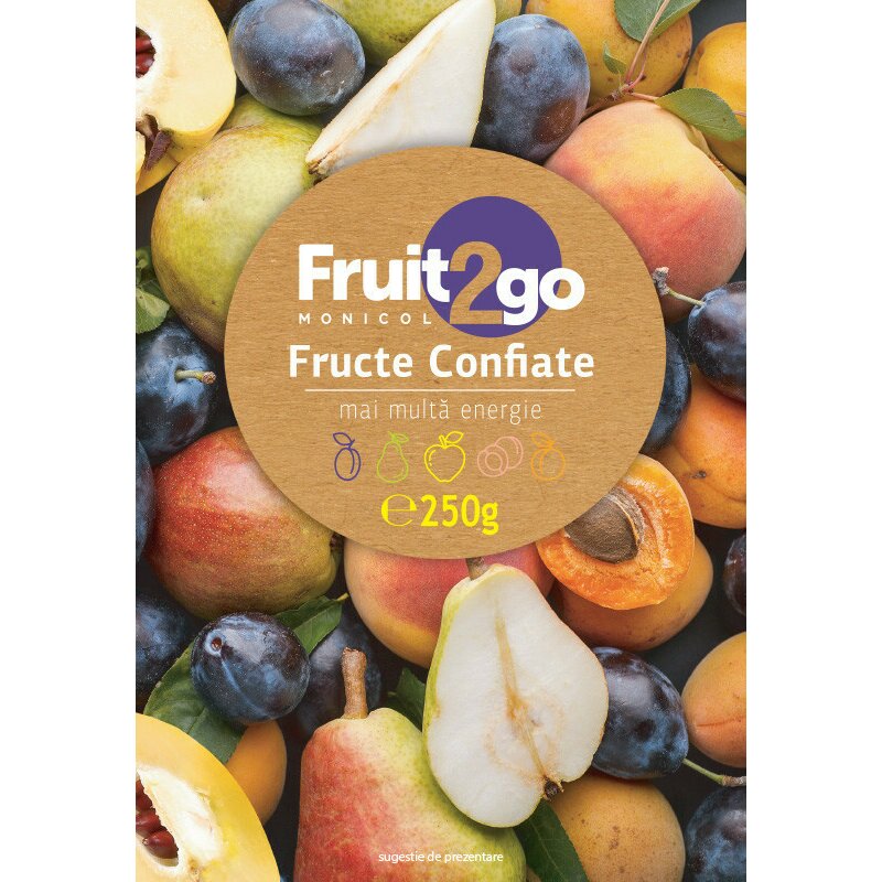 Fructe confiate – caise, piersici, gutui, pere, prune, 250g, Fruit2Go