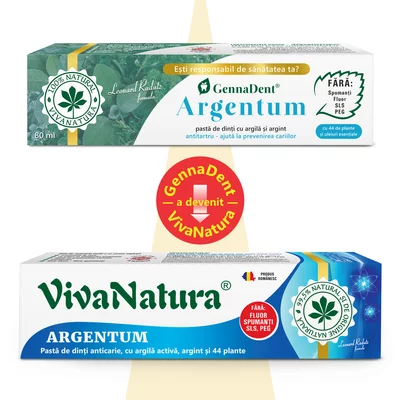 Pasta de dinti naturala 100% cu argila si argint, fara fluor, 80 ml - Leonard Radutz formula, VivaNatura