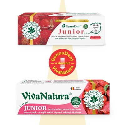 Pasta de dinti naturala pentru copii cu argila si capsuni, fara fluor, 80 ml, JUNIOR, - Leonard Radutz formula, VivaNatura