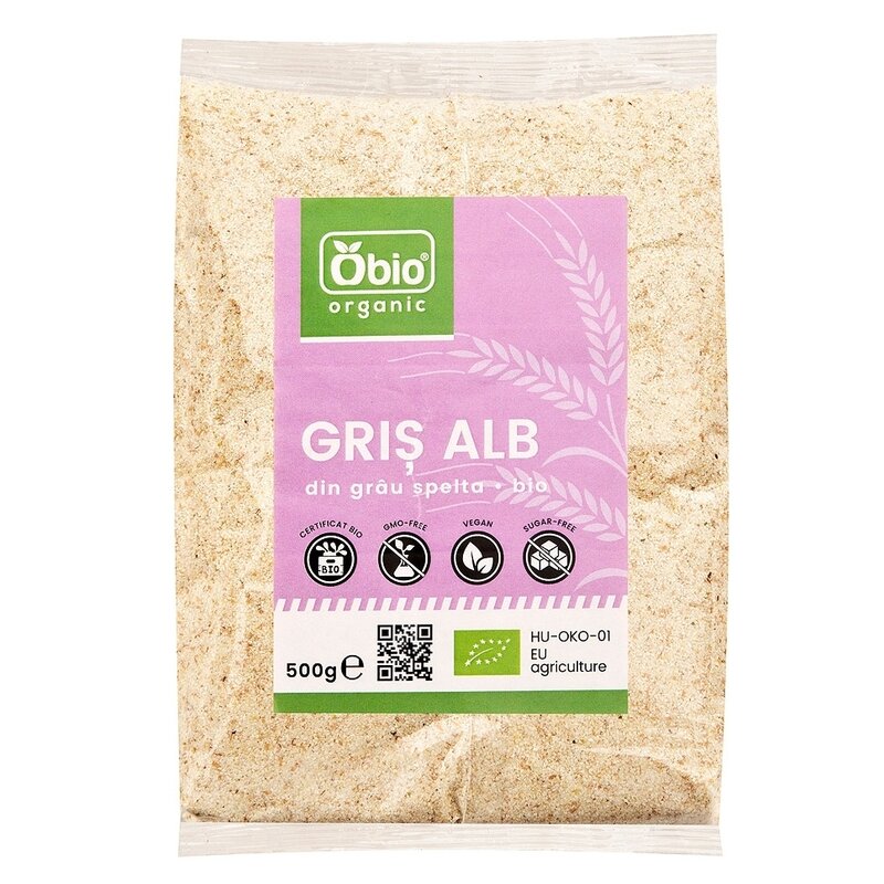 Gris alb din grau spelta bio, 500g - Obio