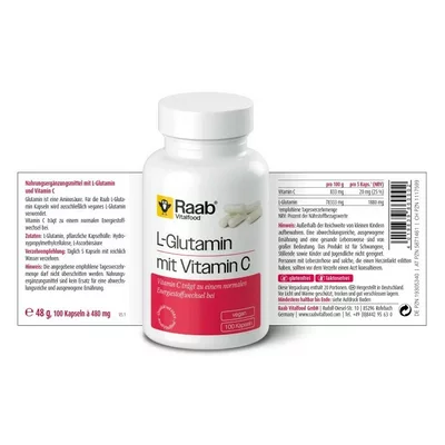 L-Glutamine cu vitamina C 480mg 100 capsule 48g Raab