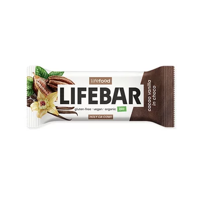 Lifebar baton cu cacao si vanilie in ciocolata raw bio 40g - PRET REDUS