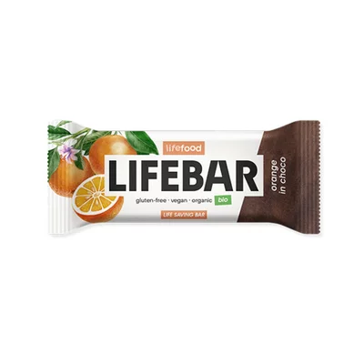 Lifebar baton cu portocale in ciocolata raw bio 40g