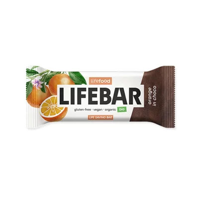 Lifebar baton cu portocale in ciocolata raw bio 40g - PRET REDUS