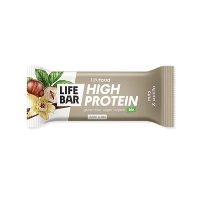 Lifebar baton cu proteine vanilie si nuci, bio, 40g, Lifefood