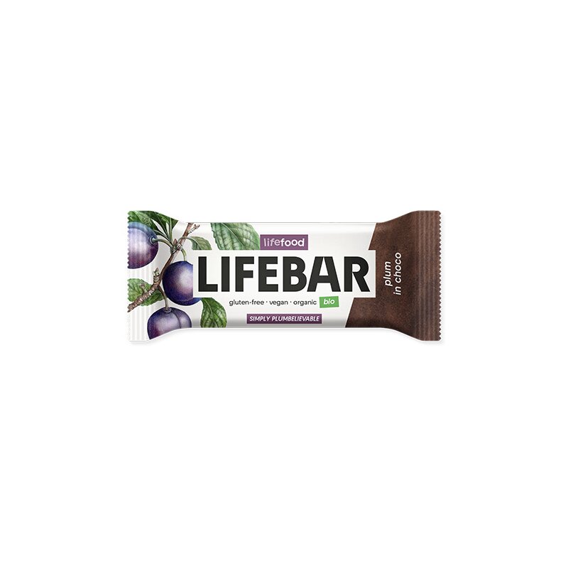 Lifebar baton cu prune in ciocolata raw bio 40g
