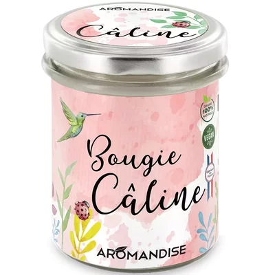 Lumanare parfumata naturala Caline (imbratisare), vegana, 150g Aromandise