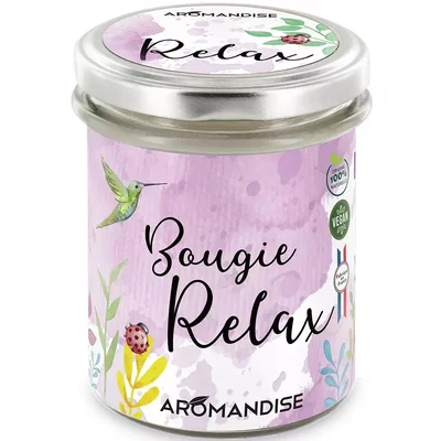 Lumanare parfumata naturala Relax, vegana, 150g Aromandise