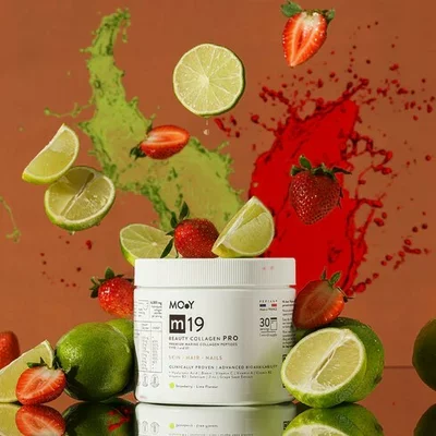 m19 PRO Colagen hidrolizat marin premium, dovedit clinic, beauty, 6.300mg tip I si III, aroma capsuni si lime, 30 portii, 240 g, natural, Molecules of Youth
