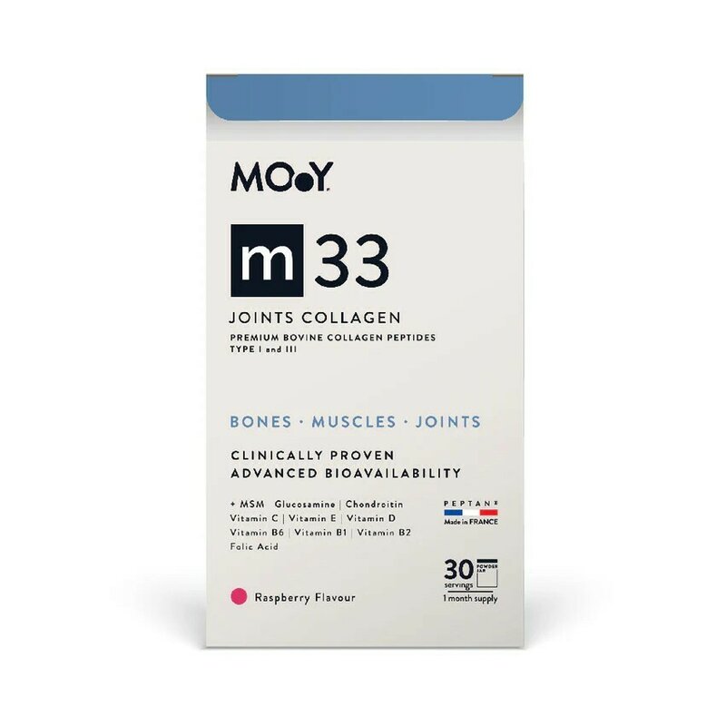 m33 Colagen hidrolizat bovin premium, dovedit clinic, articulatii, 7.000mg tip I si III, aroma zmeura, 30 portii, 390 g, natural, Molecules of Youth