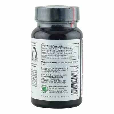 Maca Ecologica din Peru (400 mg - extract 4:1) Republica BIO, 60 capsule (29,7 g)