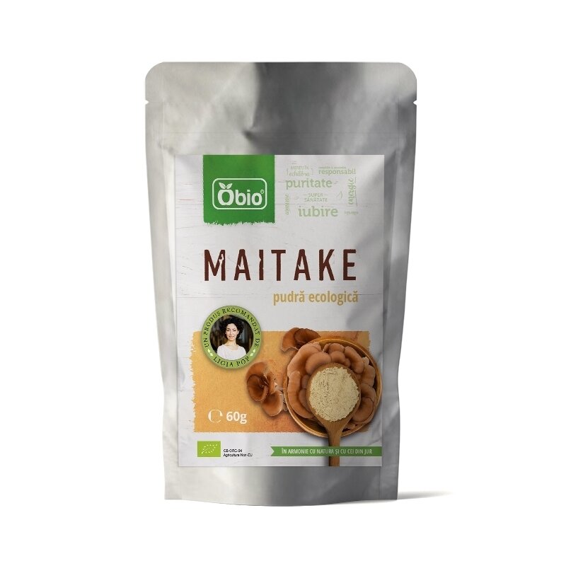 Maitake pulbere raw bio, 60g - Obio