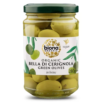 Masline verzi Bella di Cerignola in saramura, bio, 280g, Biona