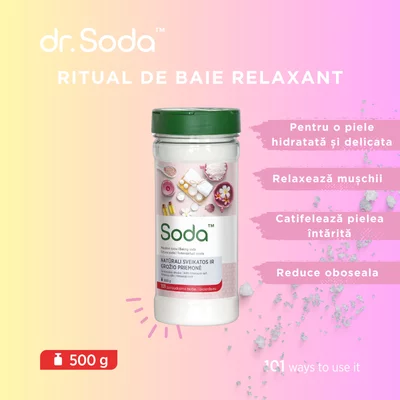 Mix pentru baie cu bicarbonat de sodiu si sare de Himalaya, 500g, Soda