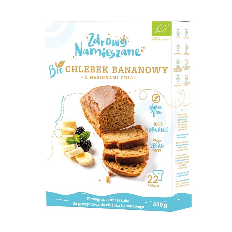 Mix pentru Banana Bread cu seminte de chia, bio, 400g, Zdrowo Namieszane