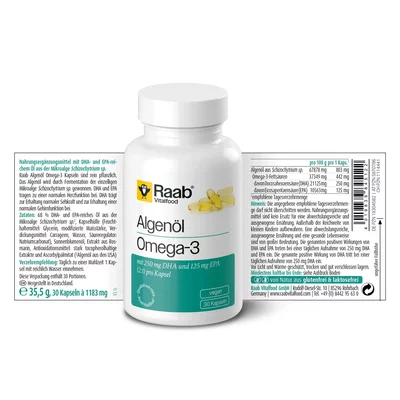 Omega 3 din ulei de alge 1183mg 30 capsule 35.5g Raab