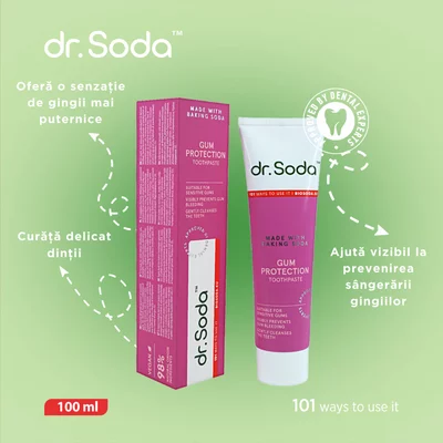 Pasta de dinti cu bicarbonat de sodiu Gum Protection, 100ml, Dr.Soda