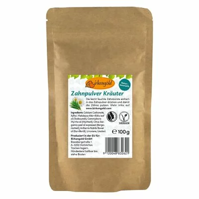 Pasta de dinti pudra cu musetel fara fluor refill, 100g, Birkengold PRET REDUS