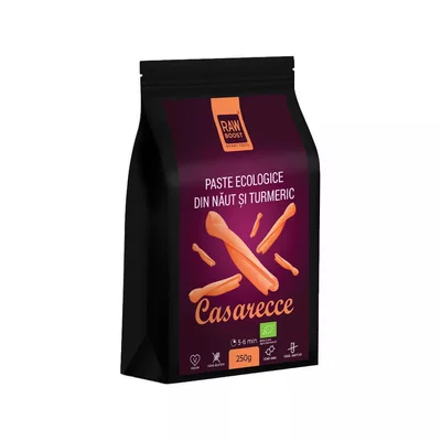 Paste ECO Casarecce din Naut cu Turmeric, Fara Gluten, 250g, Rawboost